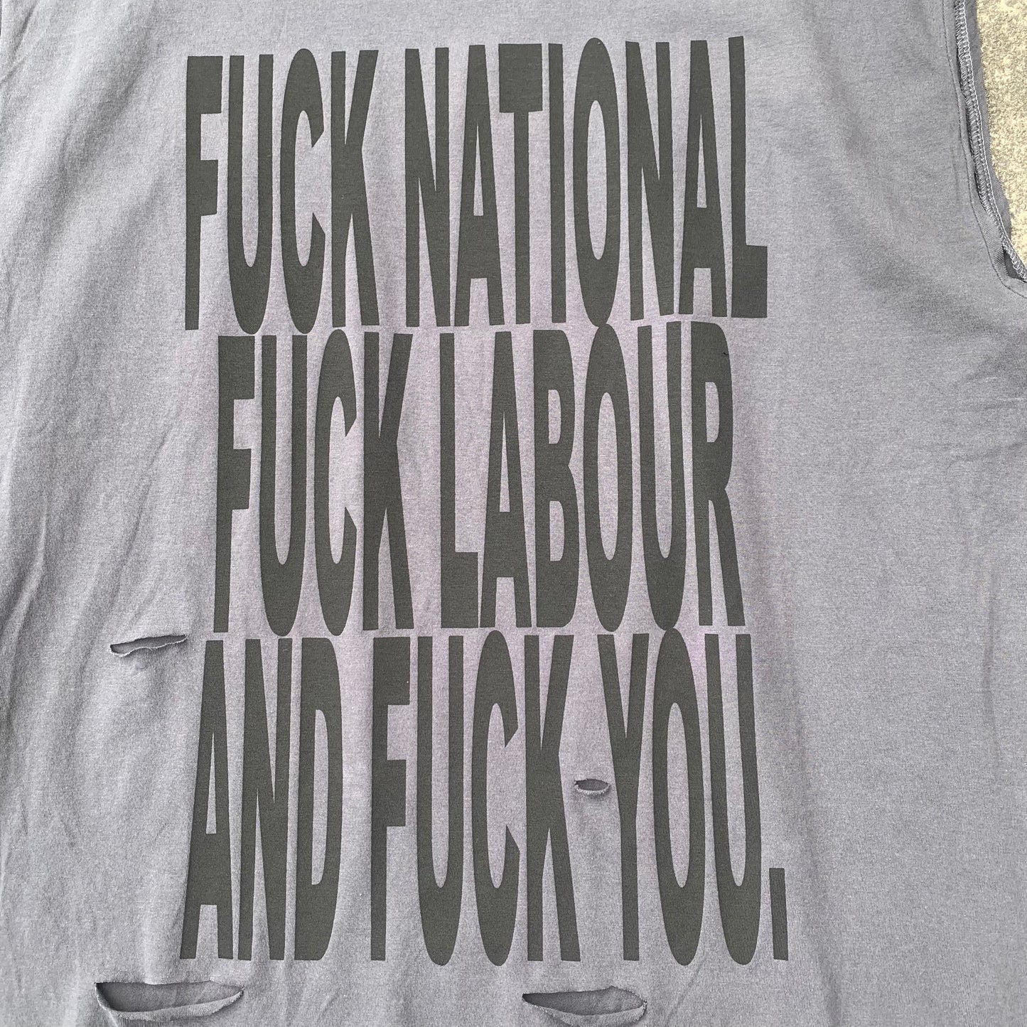 1/1 Fuck the Gov Distressed Tank Tee - Grey