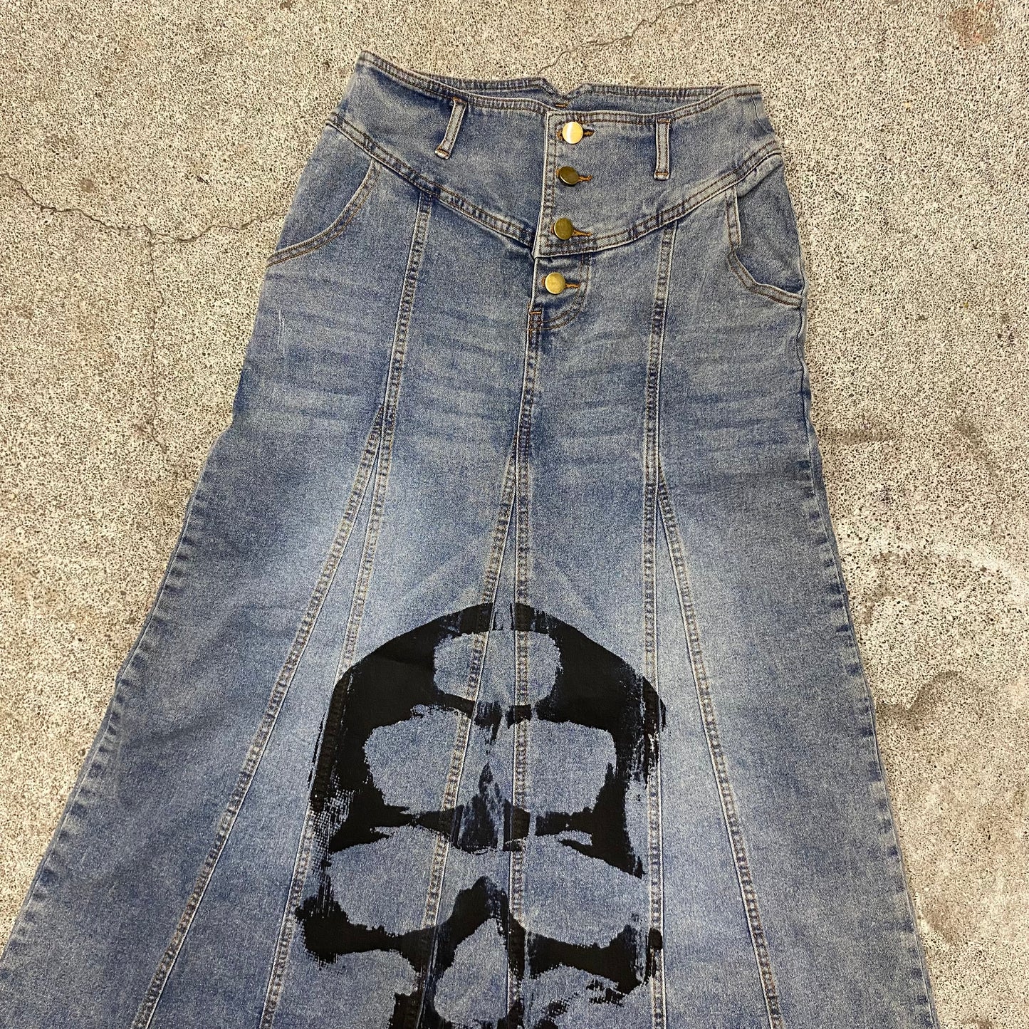 1/1 DiggyisDead Skull Denim Skirt - M