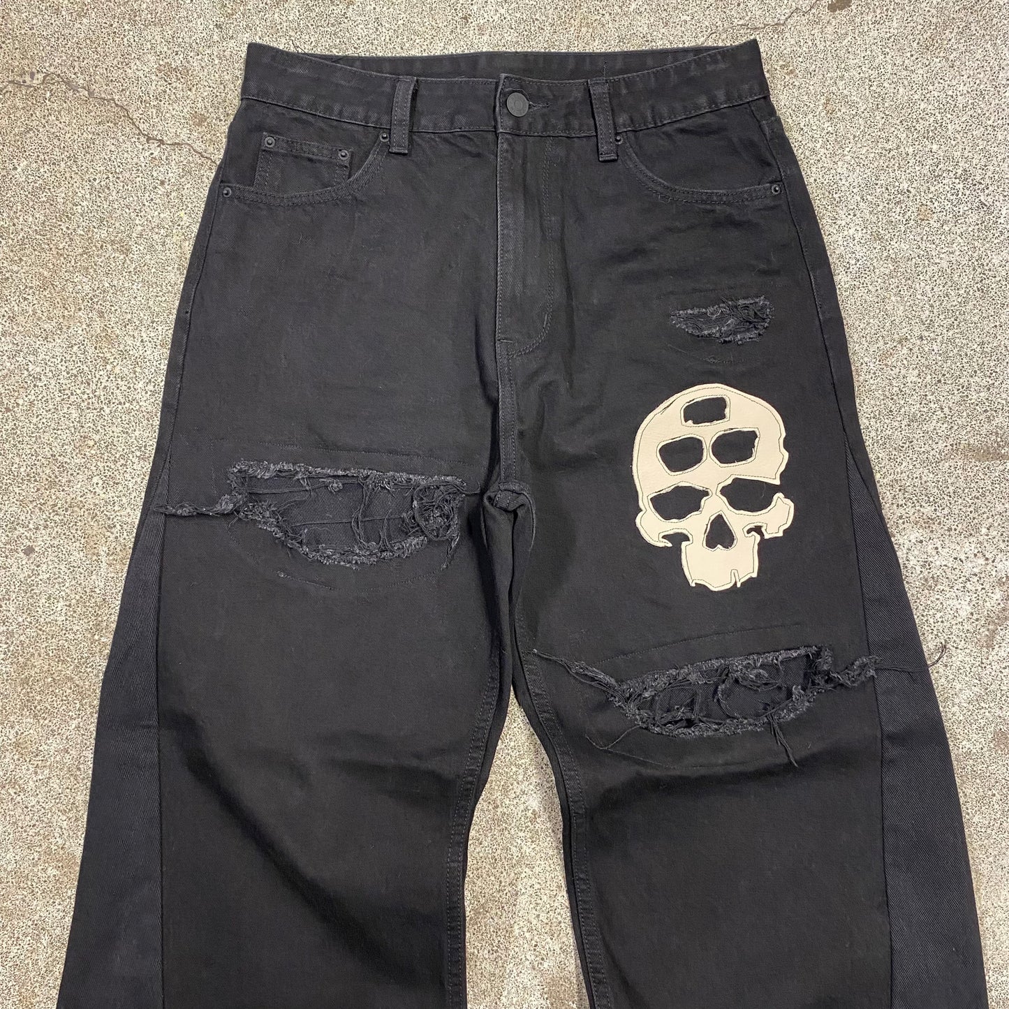 1/1 ‘LEATHER SKULL’ Flared Jeans - 32X32