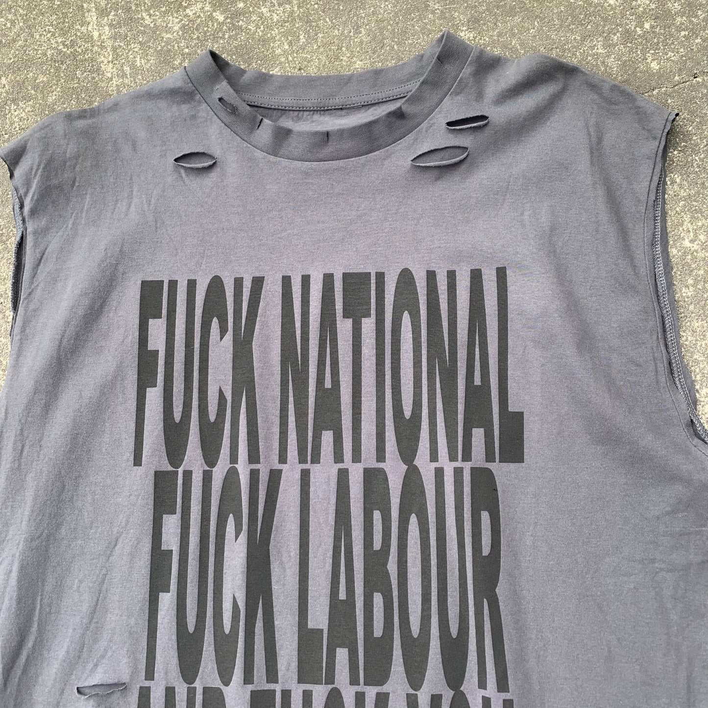 1/1 Fuck the Gov Distressed Tank Tee - Grey