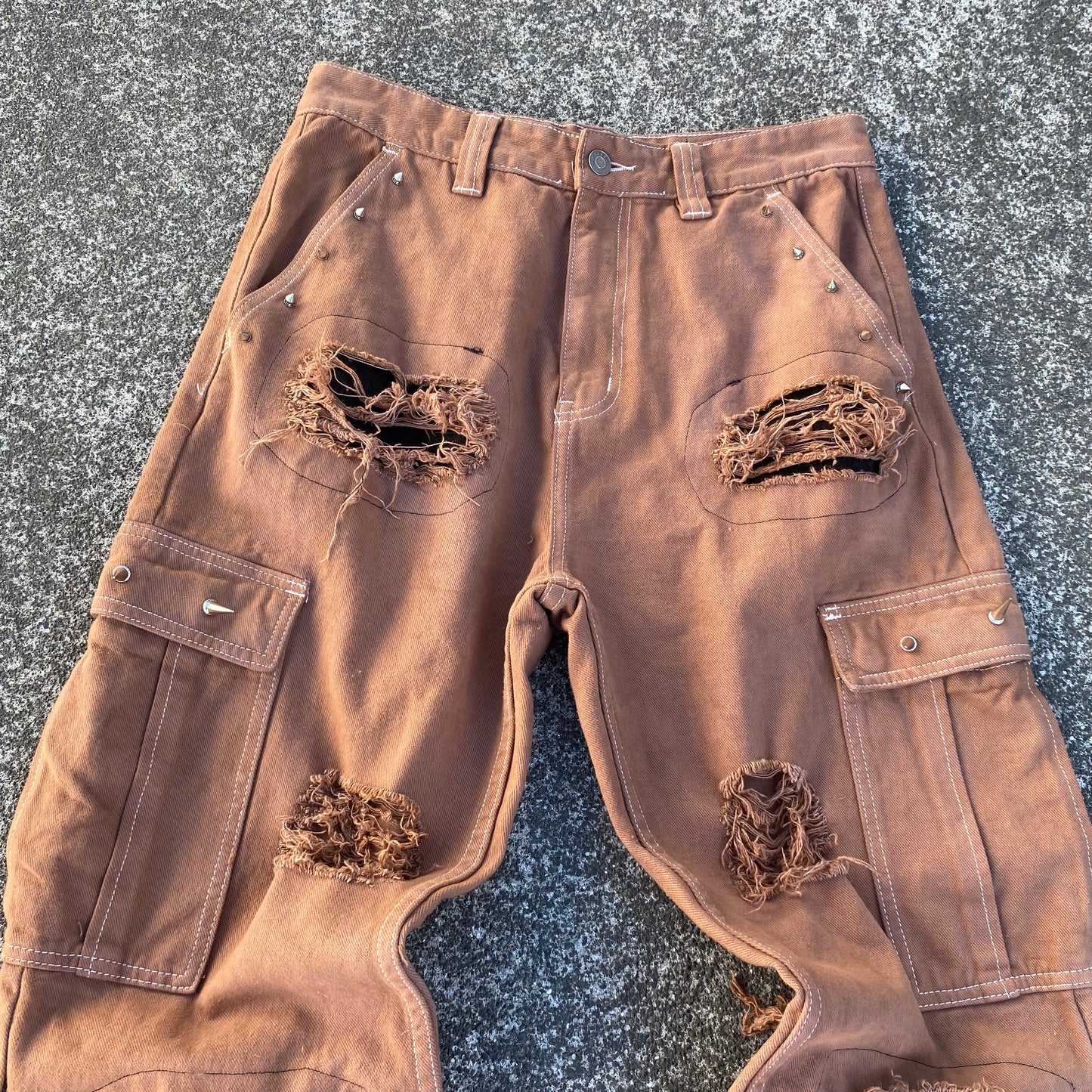 1/1 “Dirty Graveyard Dweller” Distressed Cargo Jeans - 32x32