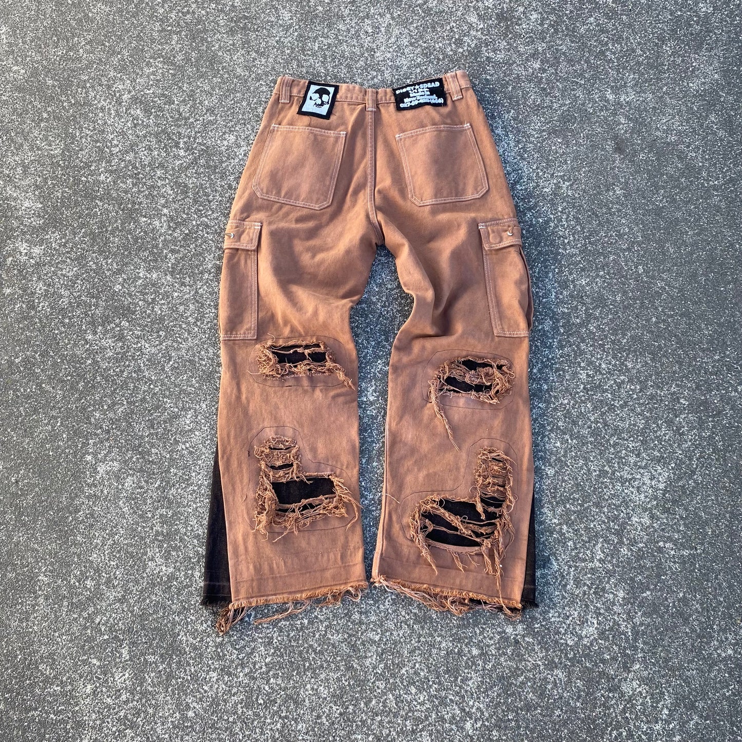 1/1 “Dirty Graveyard Dweller” Distressed Cargo Jeans - 32x32