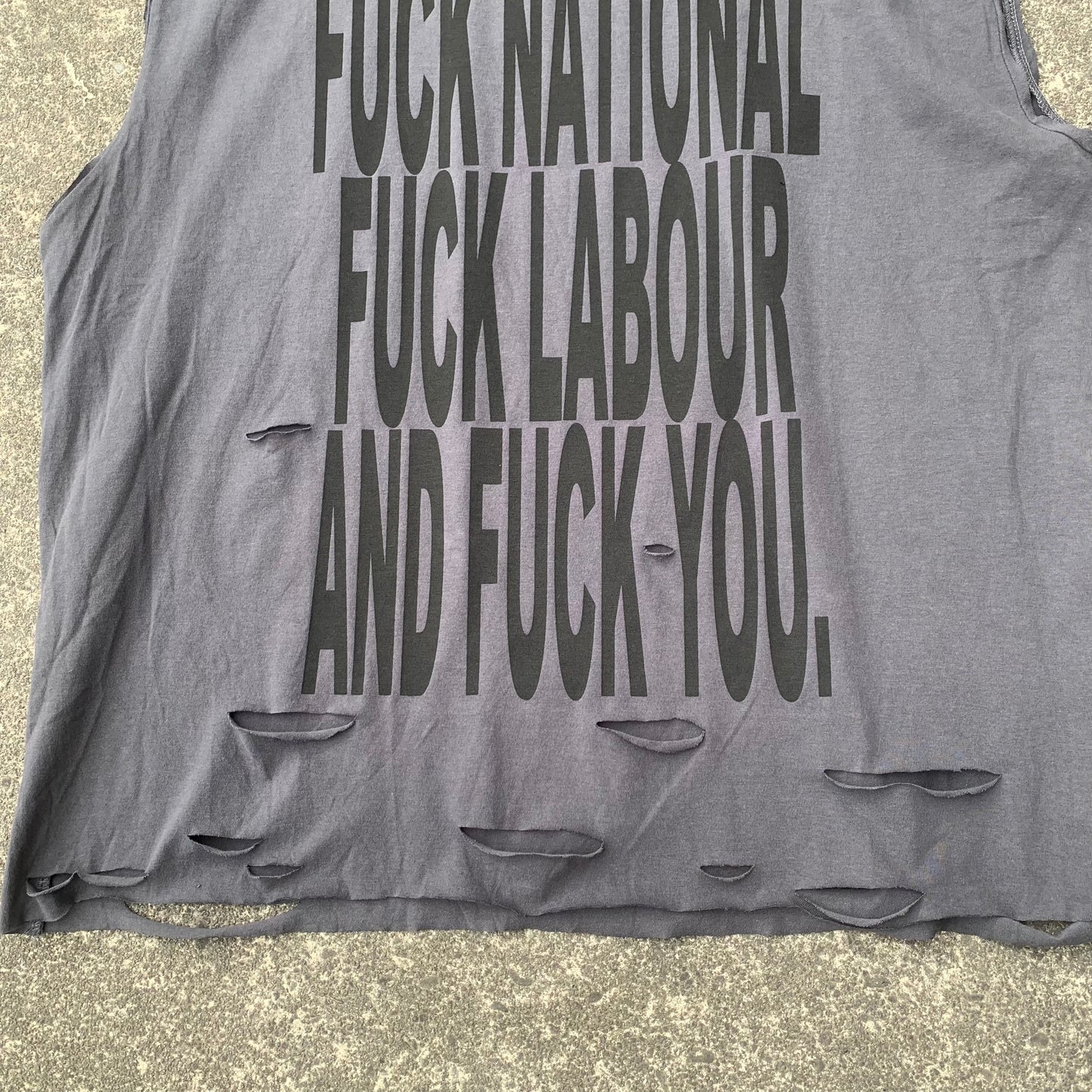 1/1 Fuck the Gov Distressed Tank Tee - Grey