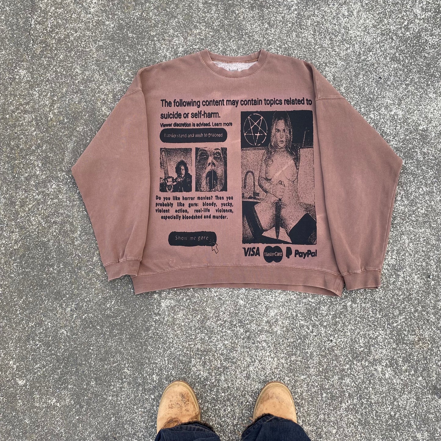 1/1 ‘Show me Gore’ Crew Neck - Faded Brown