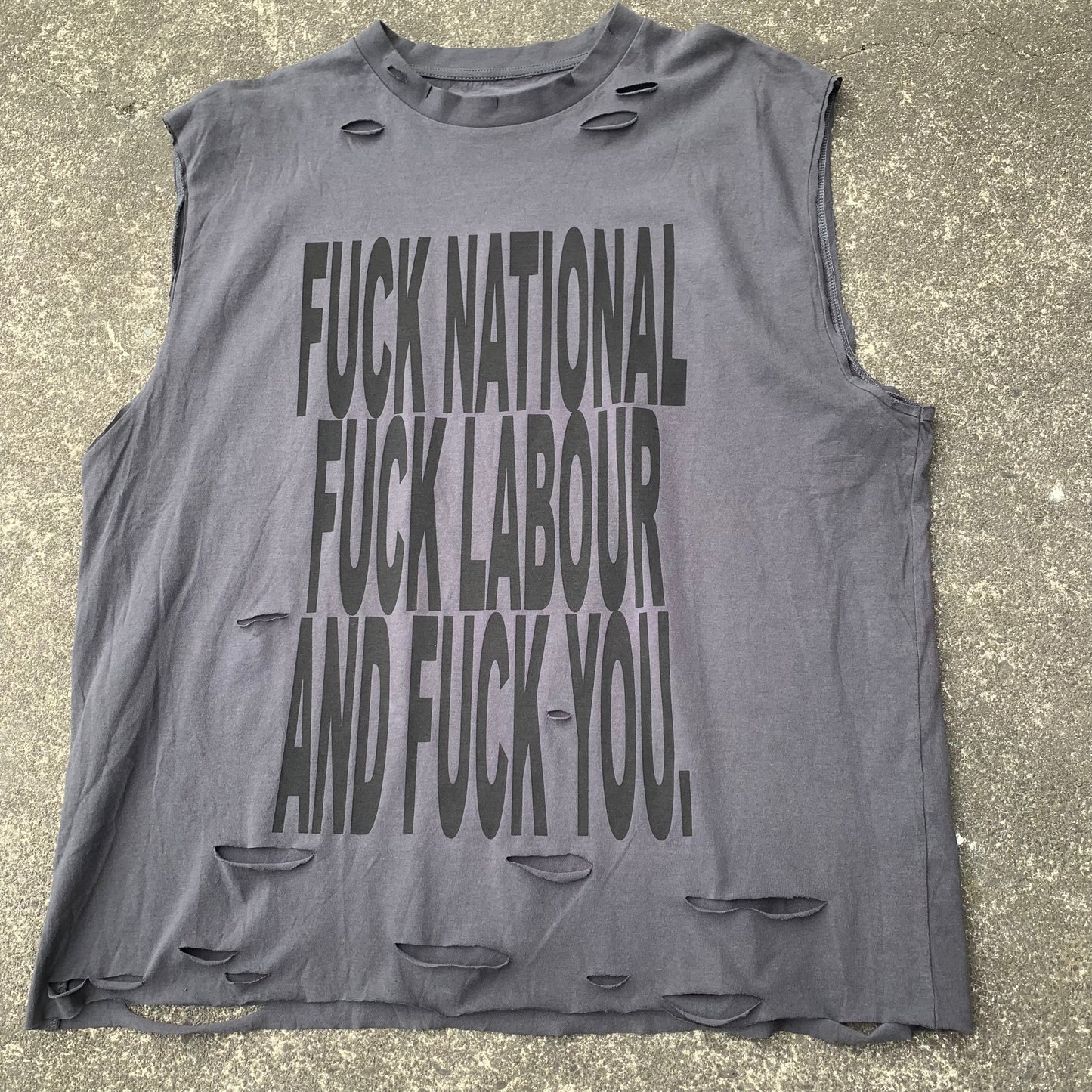1/1 Fuck the Gov Distressed Tank Tee - Grey