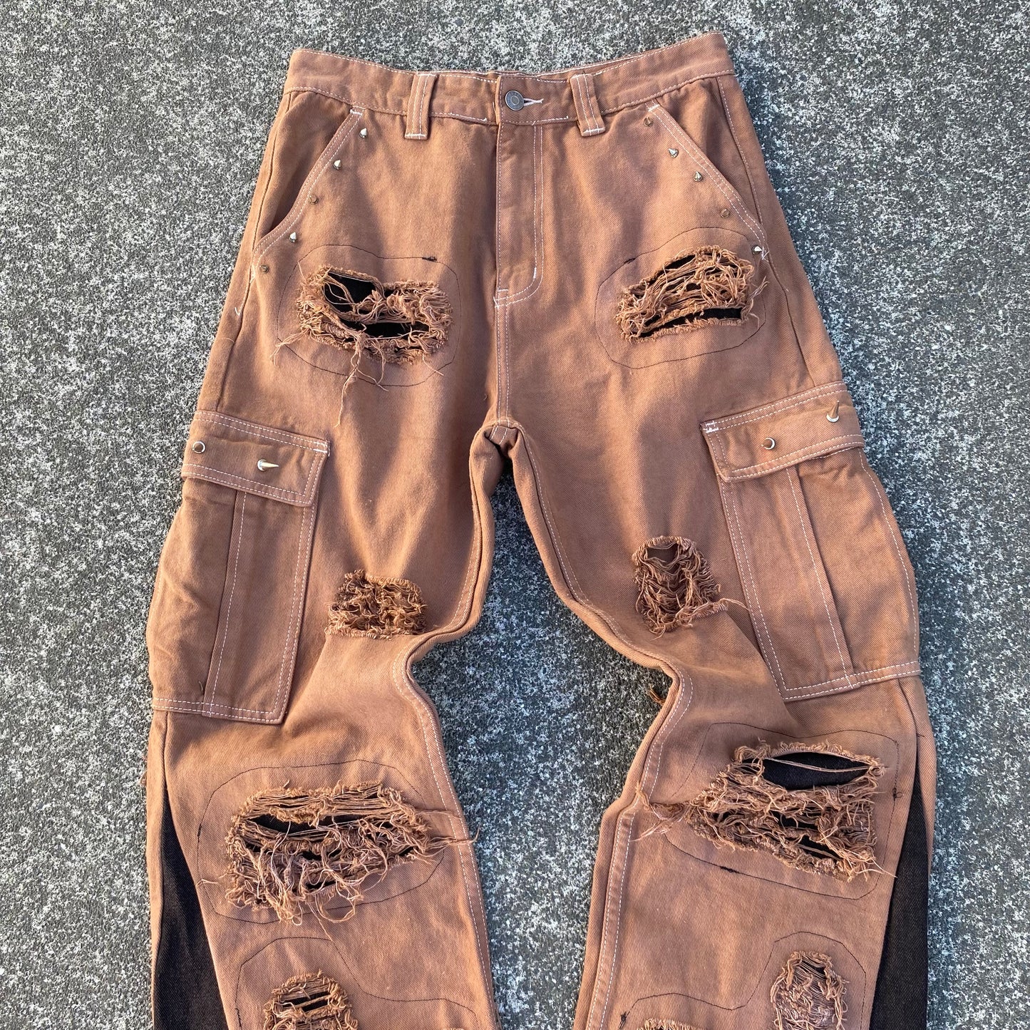 1/1 “Dirty Graveyard Dweller” Distressed Cargo Jeans - 32x32