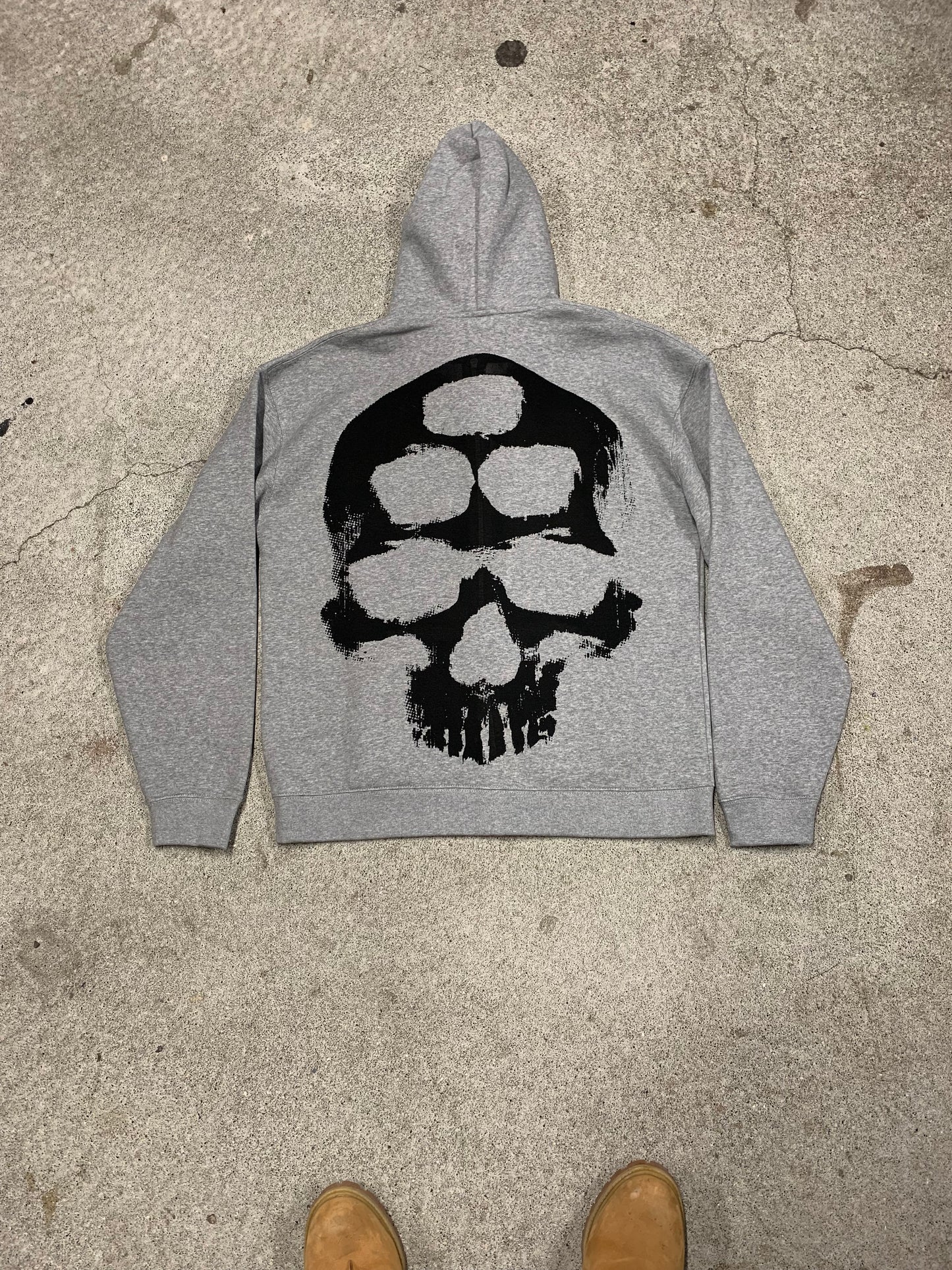 1/1 Spiked Skull Zip Up Hoodie - Grey