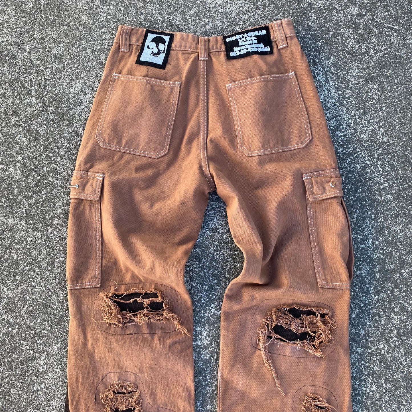 1/1 “Dirty Graveyard Dweller” Distressed Cargo Jeans - 32x32