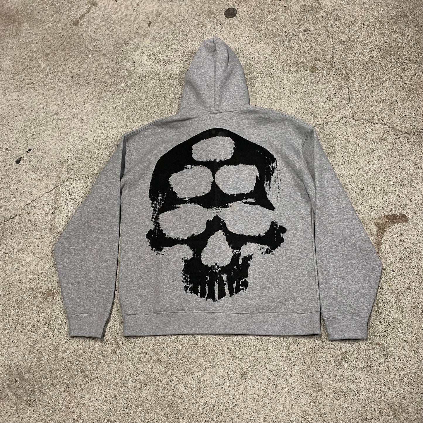 1/1 Spiked Skull Zip Up Hoodie - Grey