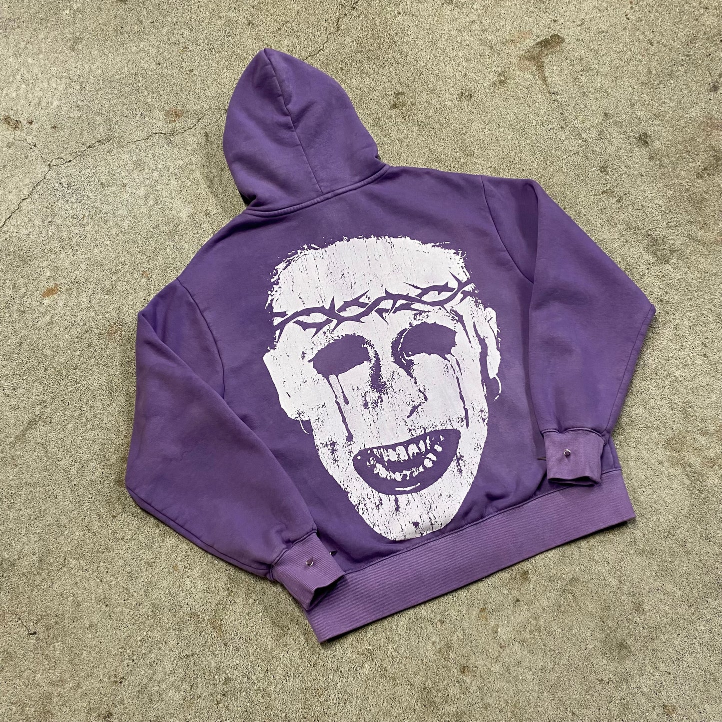 1/1 Spiked ‘Face Of Pain’ Hoodie - Purple