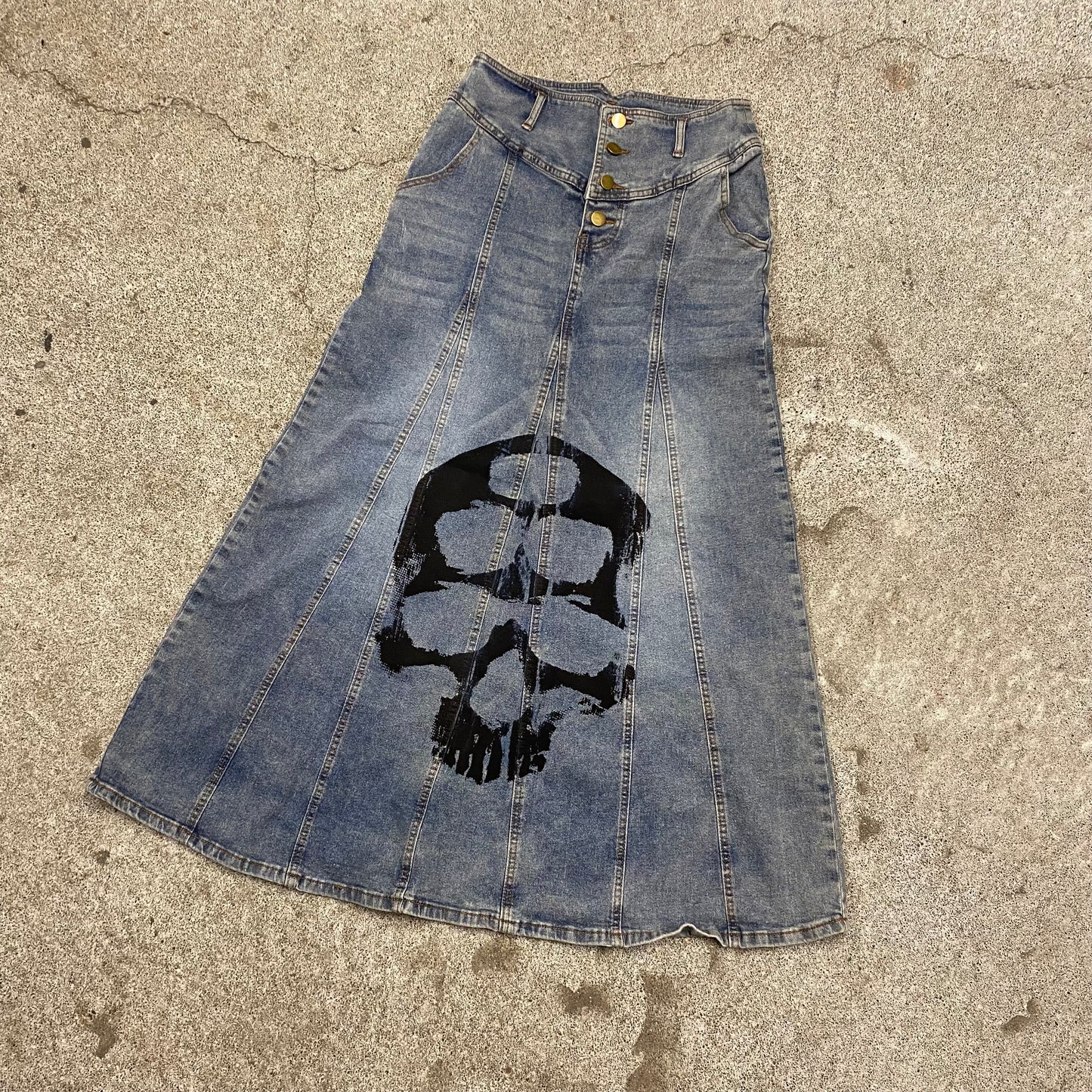 1/1 DiggyisDead Skull Denim Skirt - M