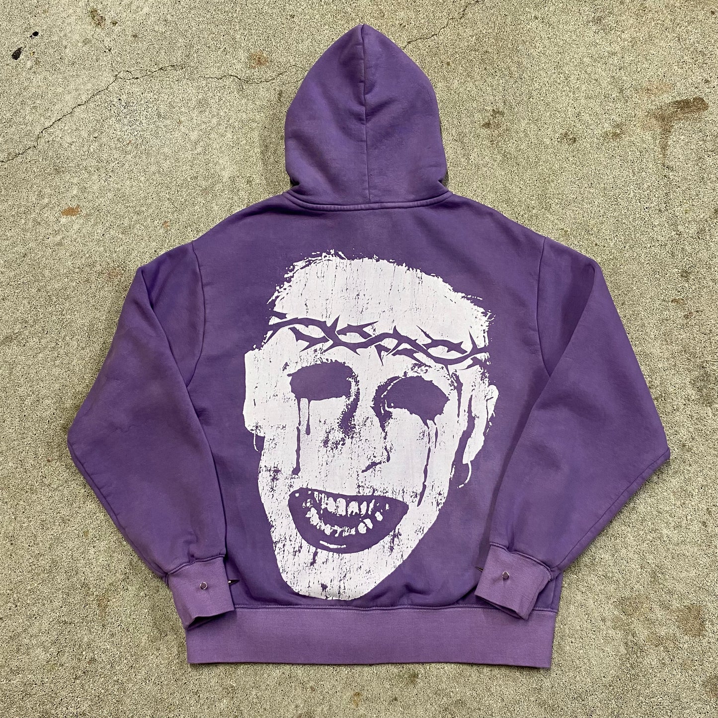 1/1 Spiked ‘Face Of Pain’ Hoodie - Purple