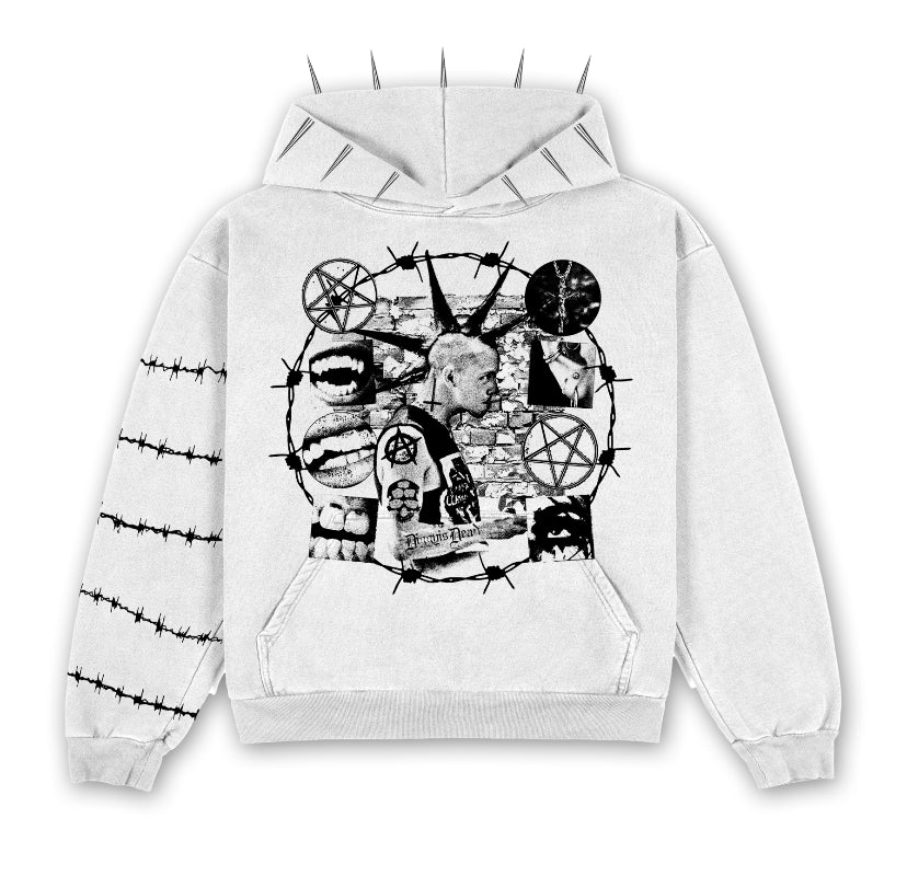 TEETH AND THORNS Spiked Hoodie - White