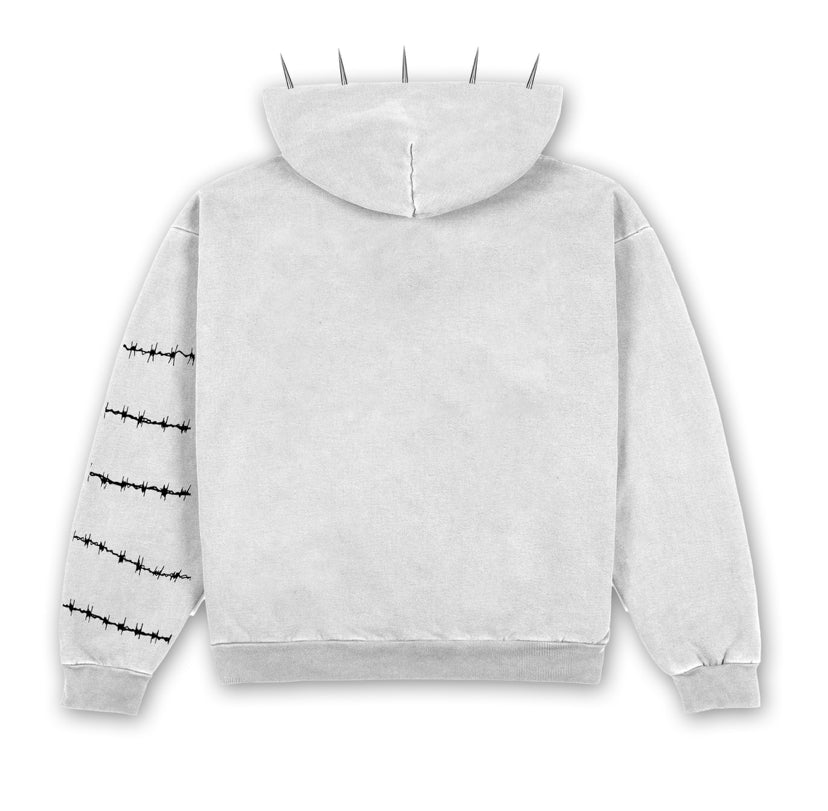 TEETH AND THORNS Spiked Hoodie - White