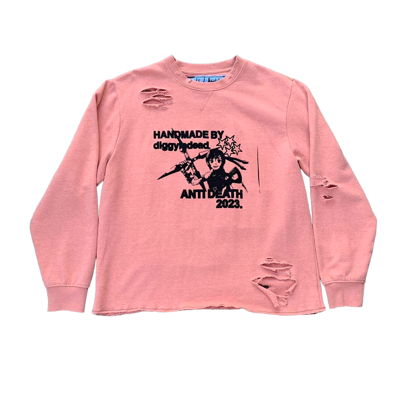 Girl With Spike Distressed Crew - Medium