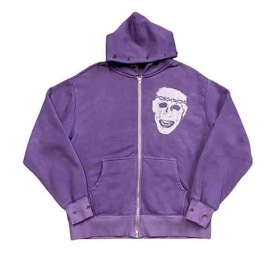 1/1 Spiked ‘Face Of Pain’ Hoodie - Purple