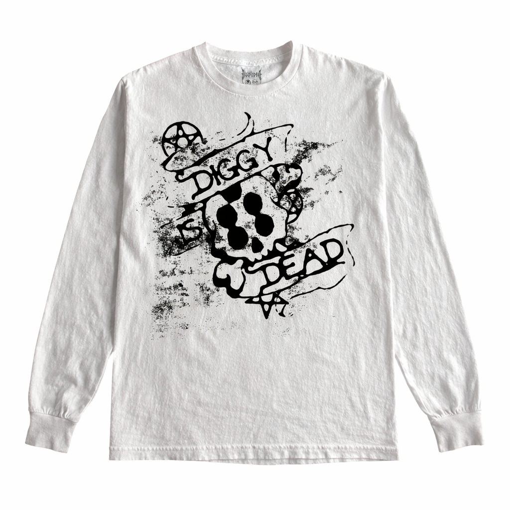 ‘STATIC SKULL’ L/S TEE - White