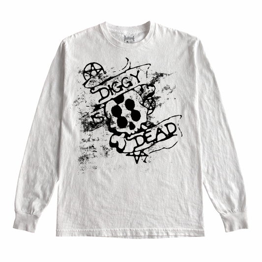‘STATIC SKULL’ L/S TEE - White