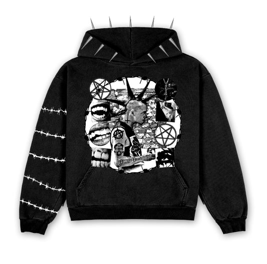 TEETH AND THORNS Spiked Hoodie - Black