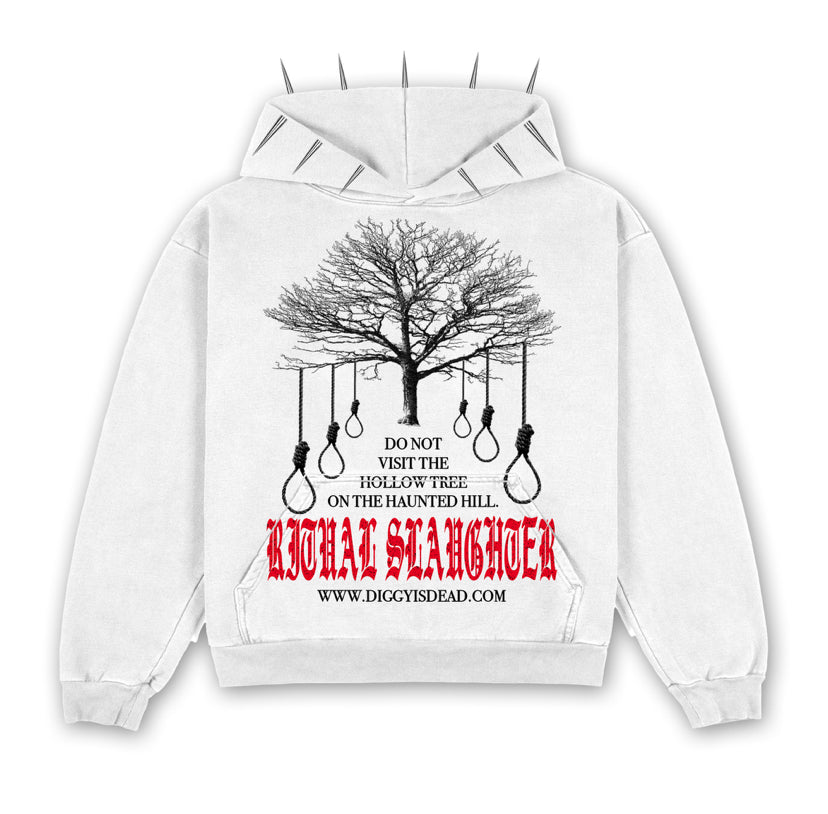 HOLLOW TREE SPIKED HOODIE - White