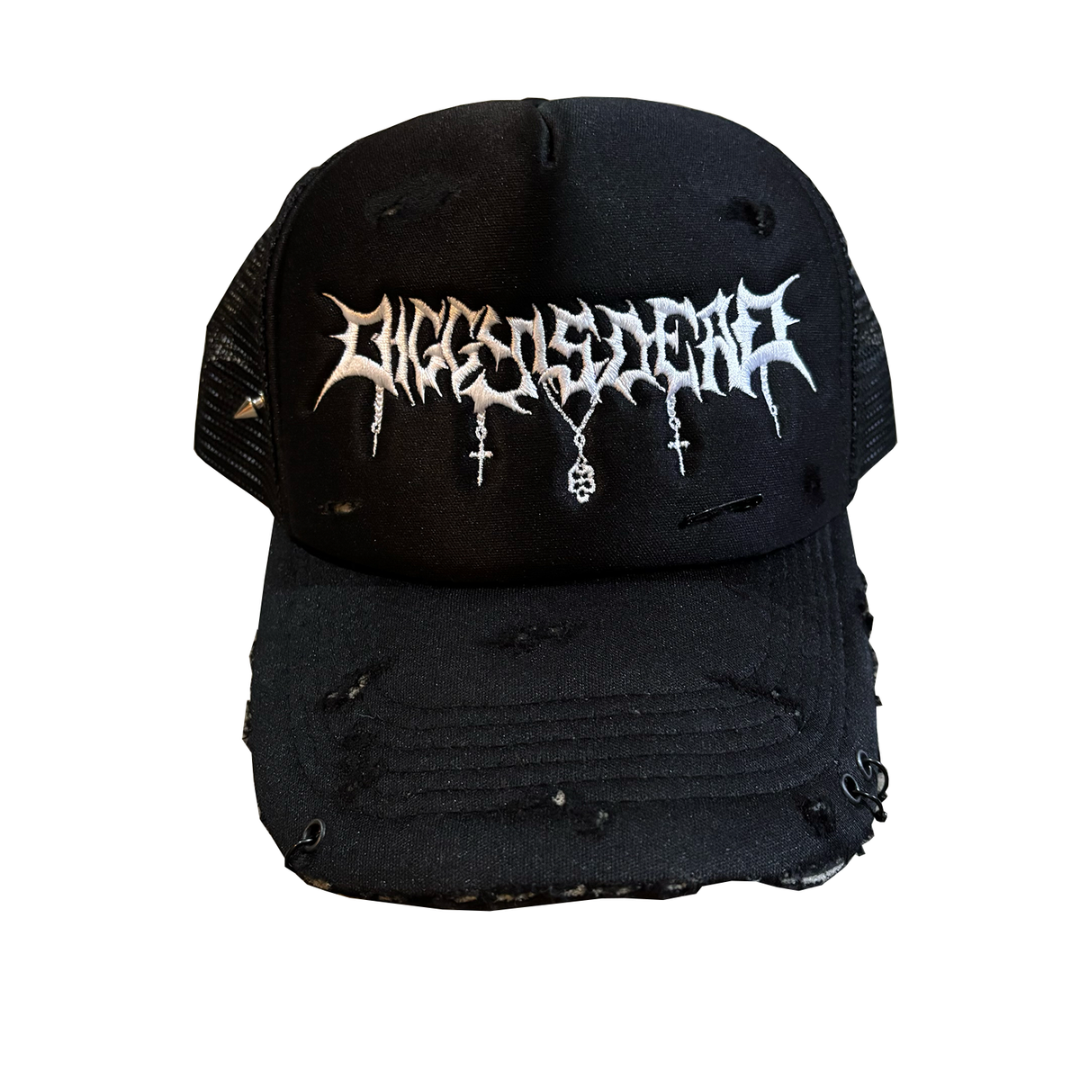 HALLOWEEN DISTRESSED TRUCKER - Black