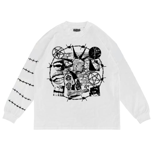 TEETH AND THORNS Longsleeve Tee - White