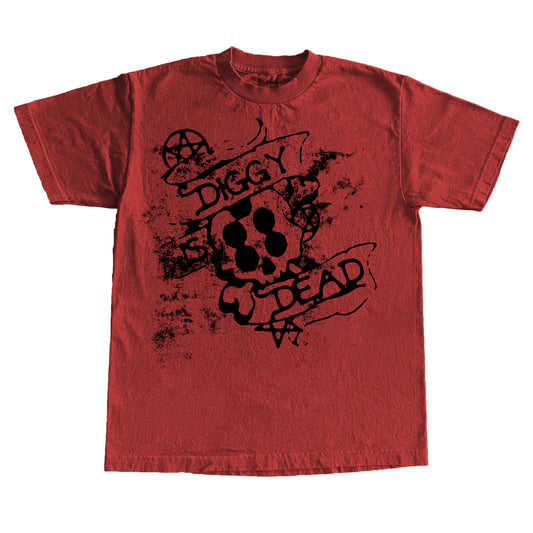 ‘STATIC SKULL’ TEE - Red