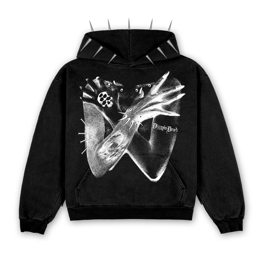‘HOLD TIGHT’ SPIKED HOODIE - Black