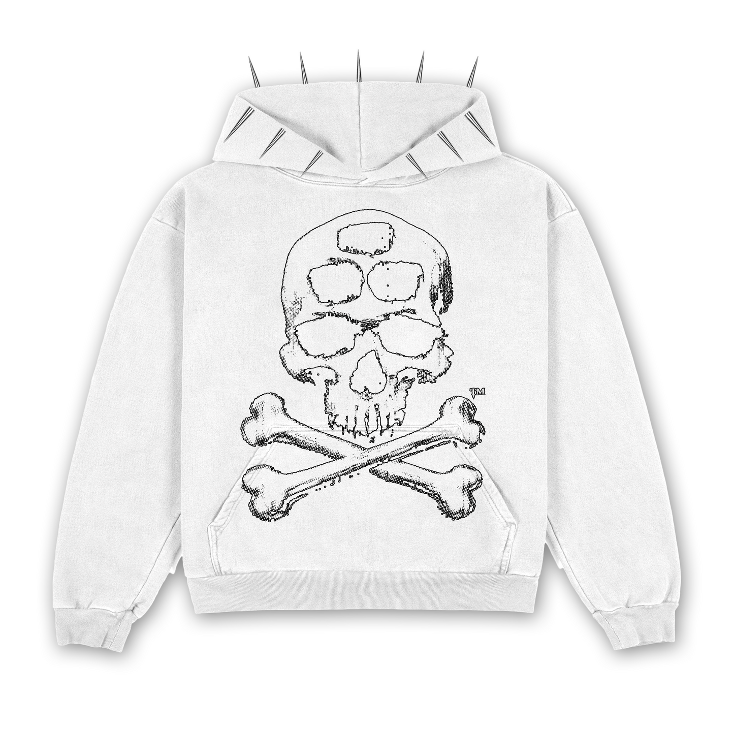 SKULLXBONES SPIKED HOODIE - White