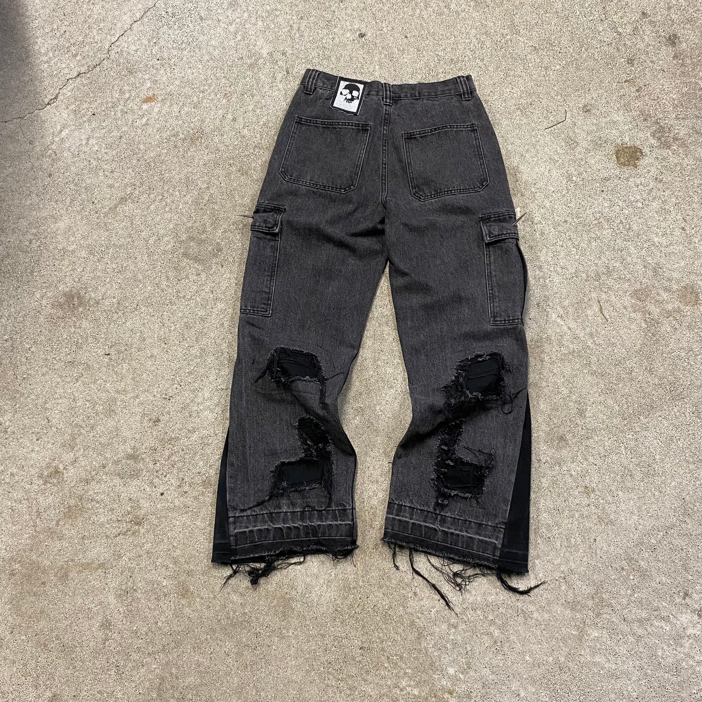 1/1 “Black Cement” Distressed Cargo Jeans - 28x30