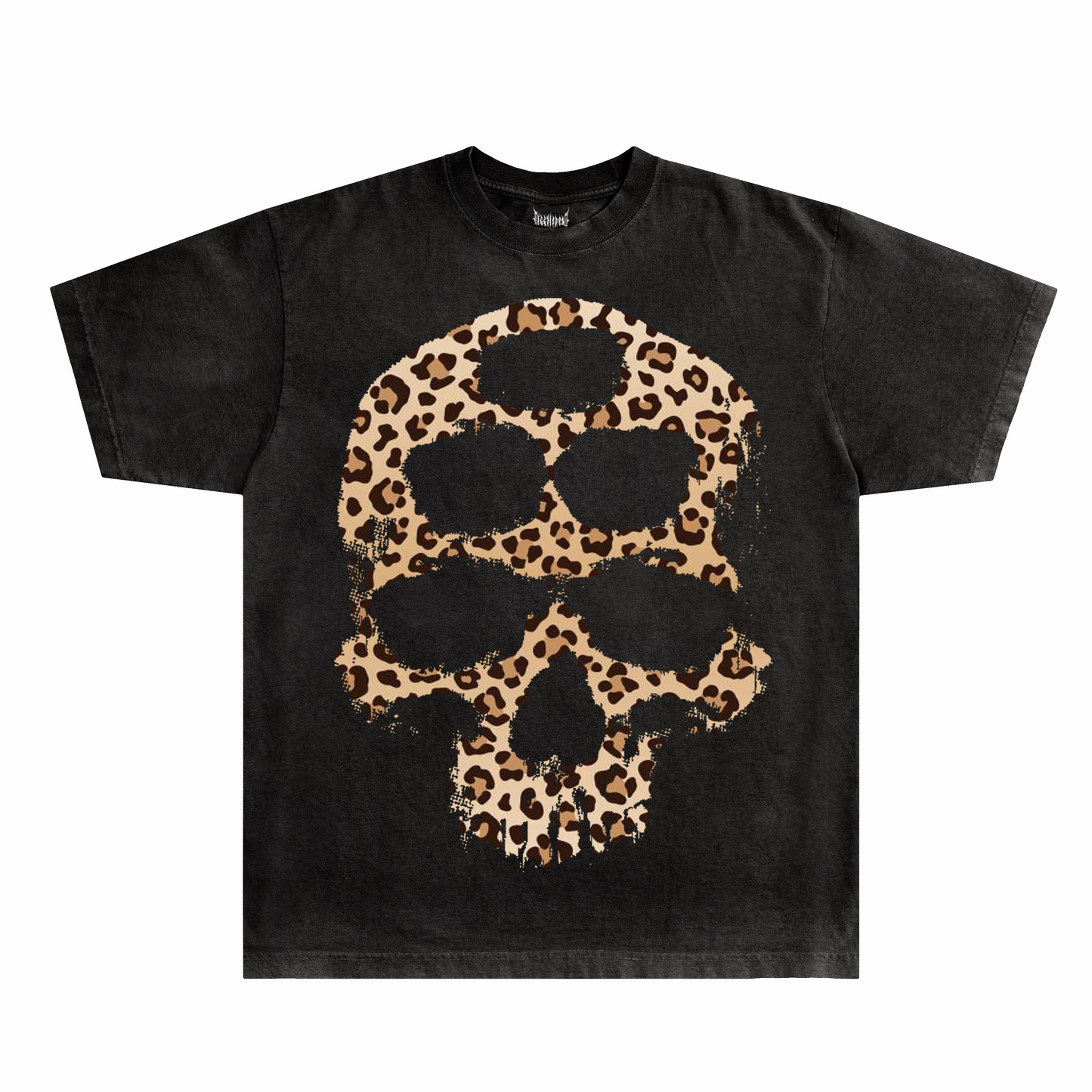 LEOPARD SKULL TEE - Black