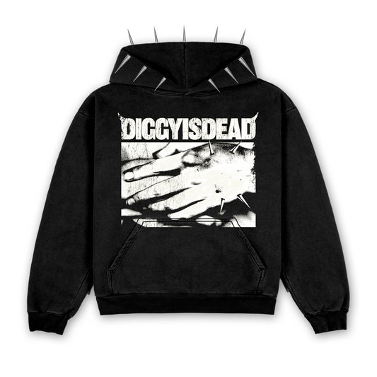 ‘SPIKEDHANDS’ SPIKED HOODIE - Black