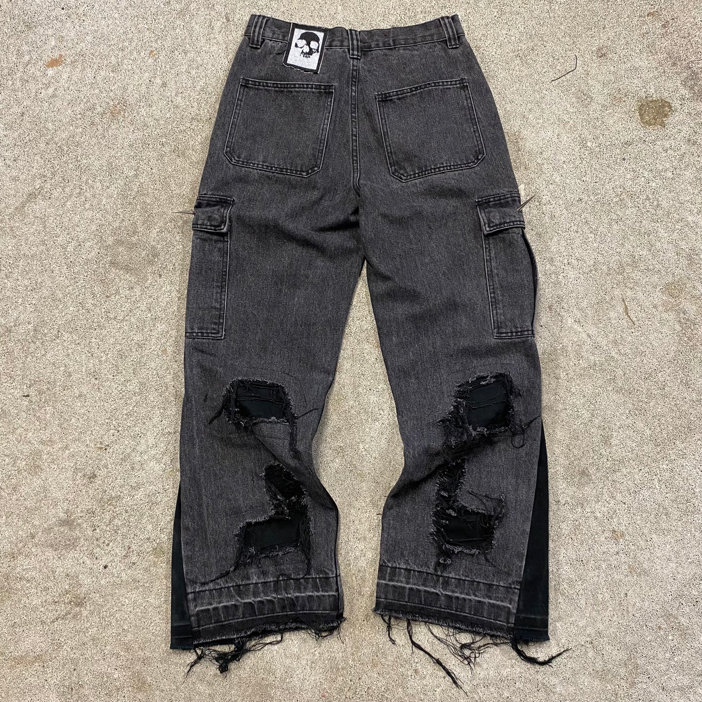 1/1 “Black Cement” Distressed Cargo Jeans - 28x30