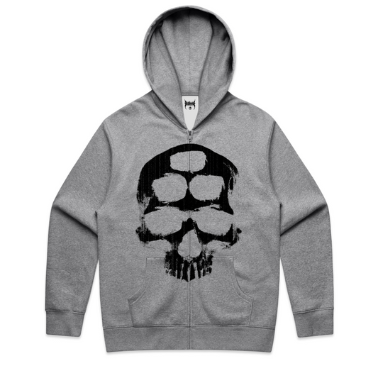 SKULL Zip Hoodie - Grey