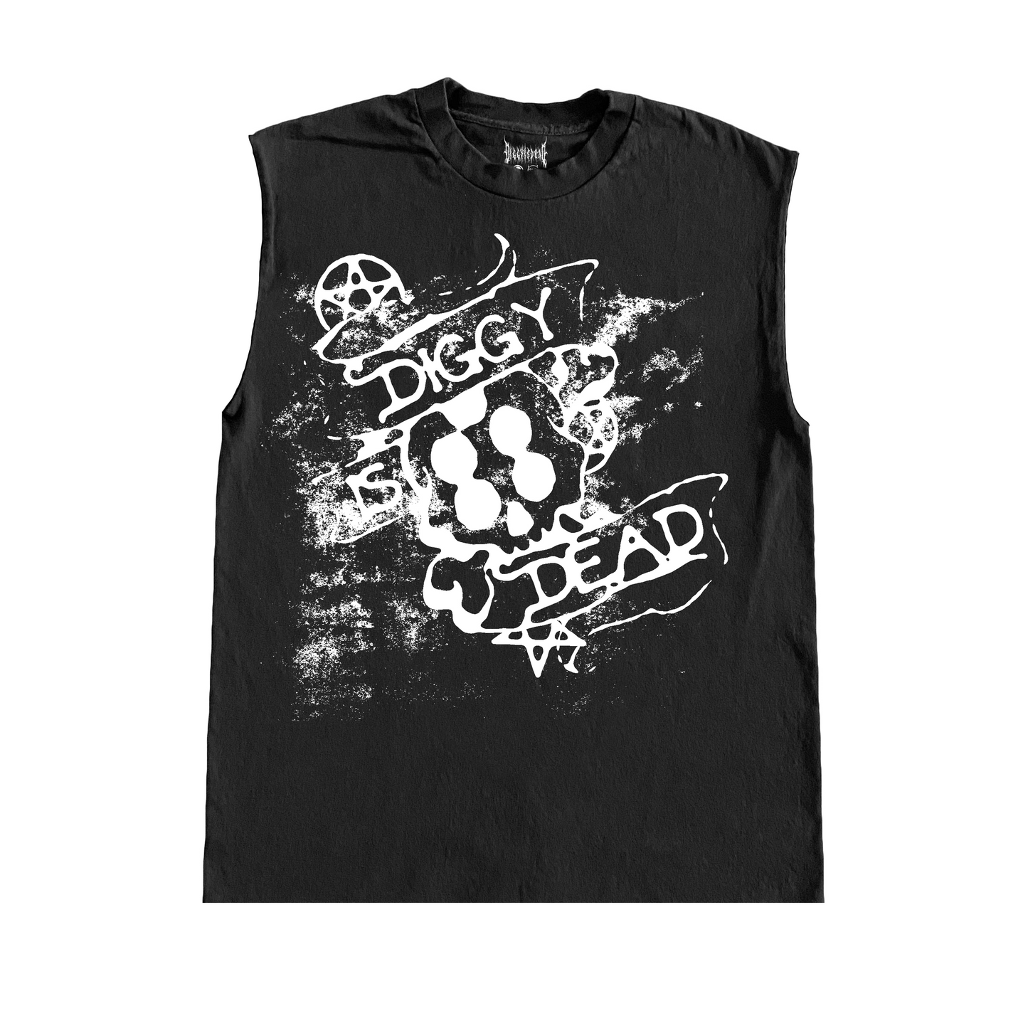‘STATIC SKULL’ TANK TEE - Black