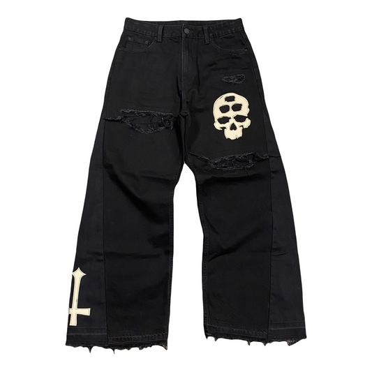 1/1 ‘LEATHER SKULL’ Flared Jeans - 32X32
