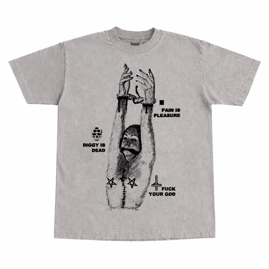 BONDAGE TEE GOTHLUVME X DID- FADED GREY