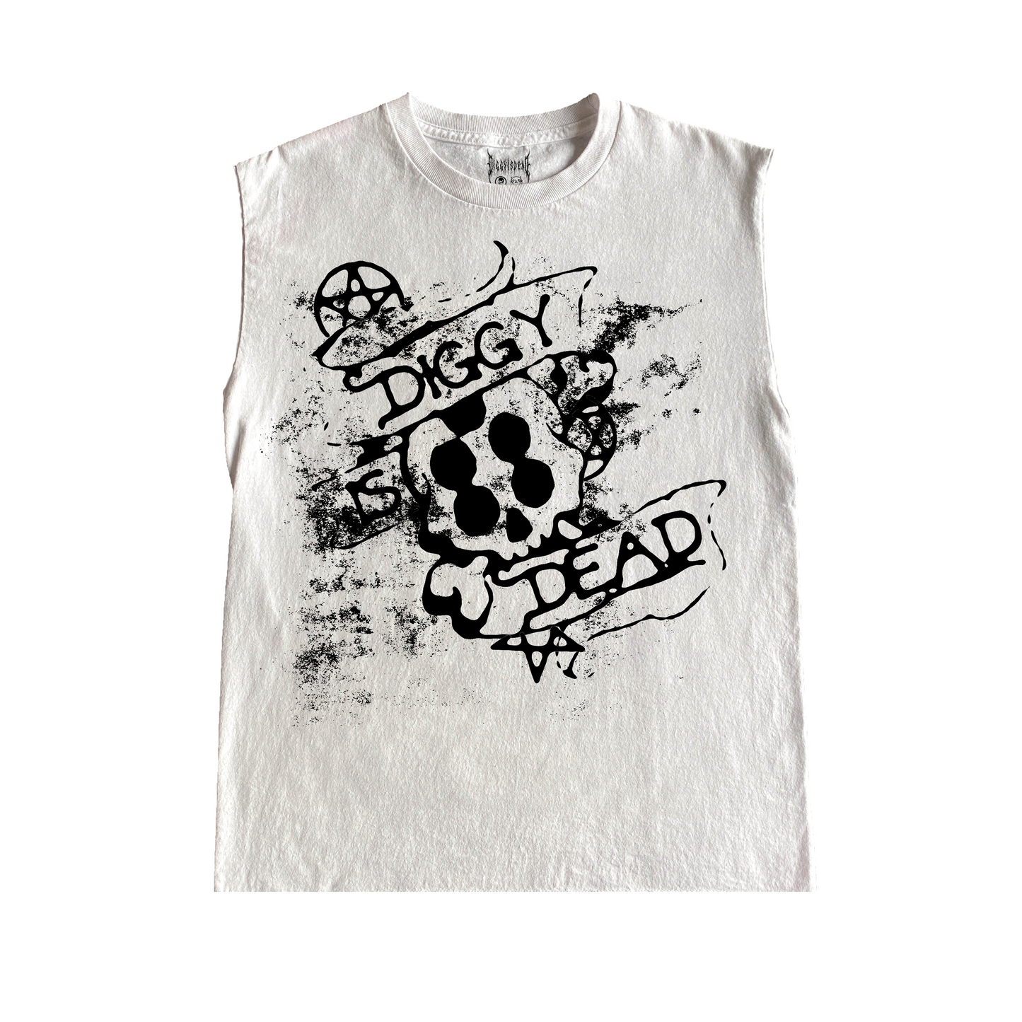 ‘STATIC SKULL’ TANK TEE - White