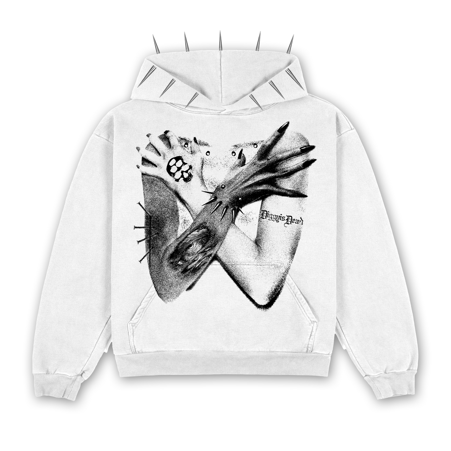 ‘HOLD TIGHT’ SPIKED HOODIE - White