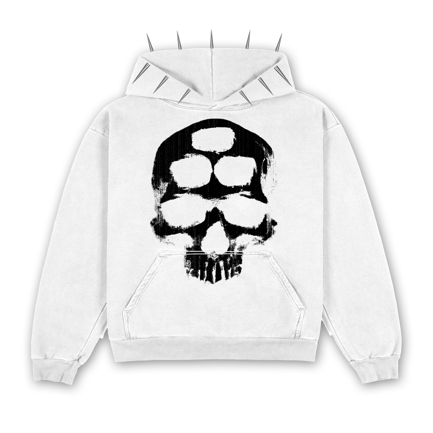 Spiked SKULL Hoodie - White
