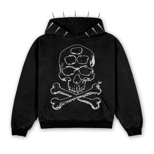 SKULLXBONES SPIKED HOODIE - Black