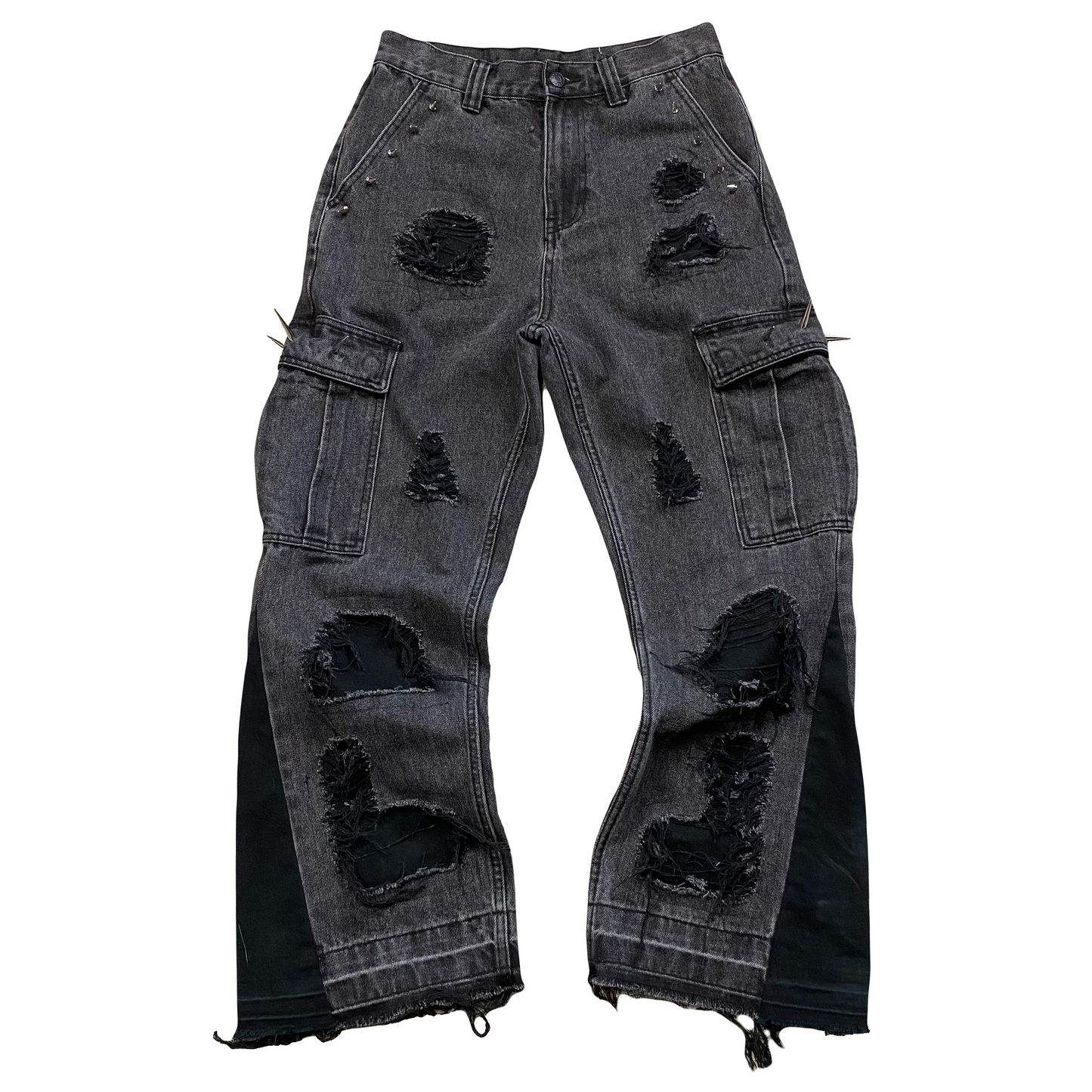 1/1 “Black Cement” Distressed Cargo Jeans - 28x30