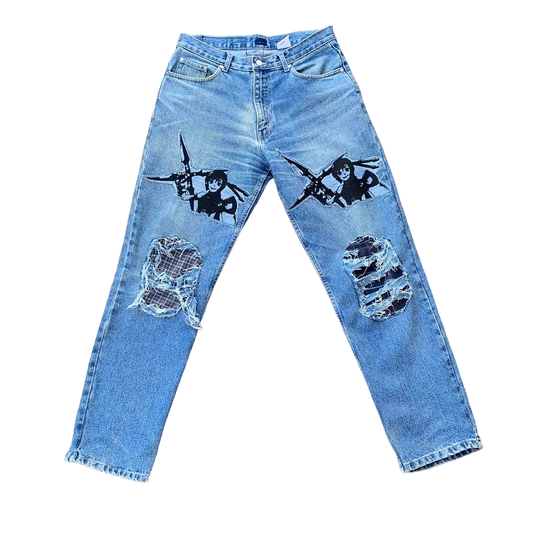 1/1 GIRL with spike Flannel Jeans - 32x31